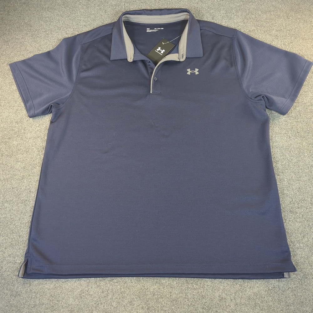 Under Armour Mens Tech Polo Shirt‎ Navy Blue Short Sleeve 1290140 3XL New